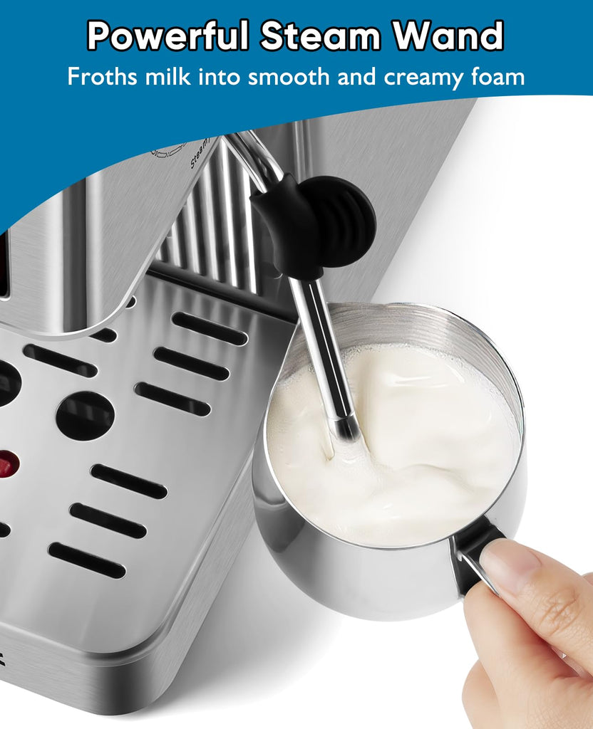 Espresso Machine with Powerful Steam Wand for Latte & Cappuccino