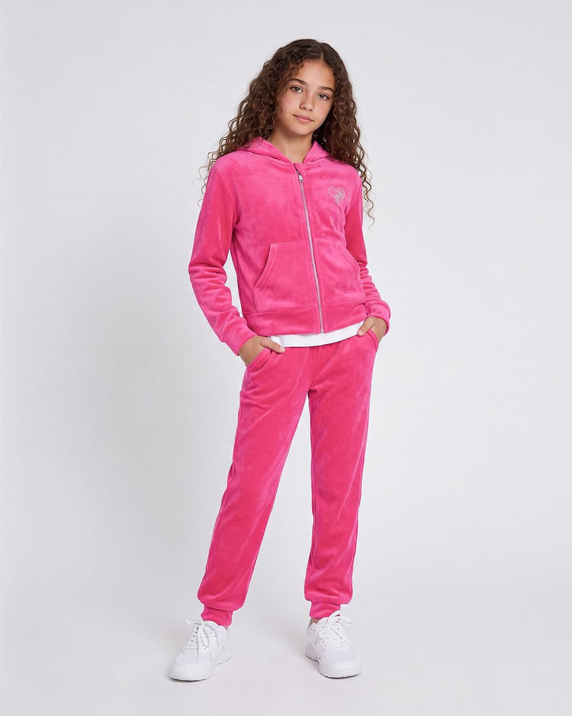 Girls Velour Tracksuits Zip Up Hoodies Joggers with Pockets