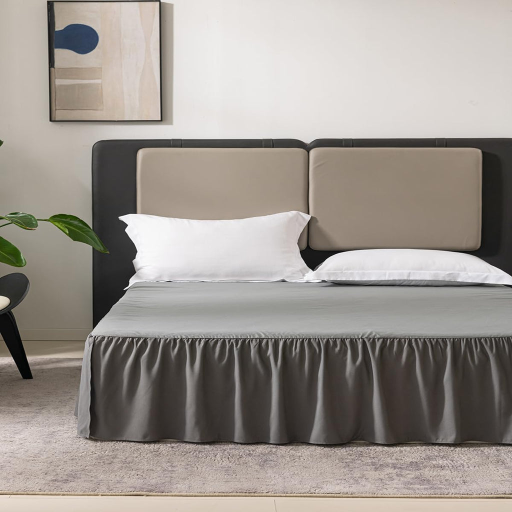 Bed Skirt Twin Size 16 Inch Drop Ruffled Bed Skirt with Split Corners