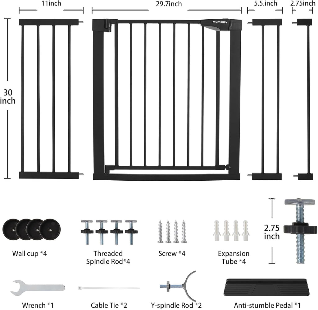 29.7-51" Extra Wide Baby & Dog Safety Gate for Stairs & Doorways