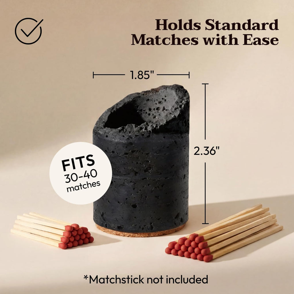 Ceramic Match Holder with Striker - Handmade Match Box - Matches in a Jar Candle - Modern Bathroom & Home - Set of 2