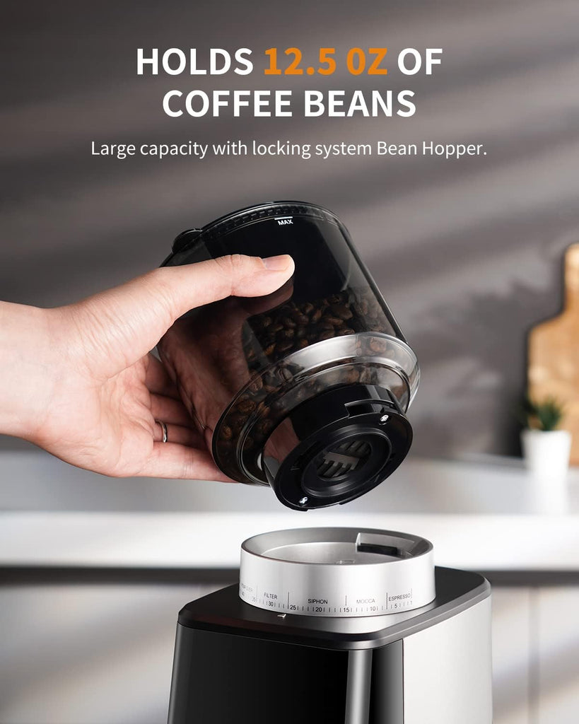 Conical Burr Espresso Coffee Grinder Electric with Precision Timer 2.0, Touchscreen Adjustable Burr Mill with 51