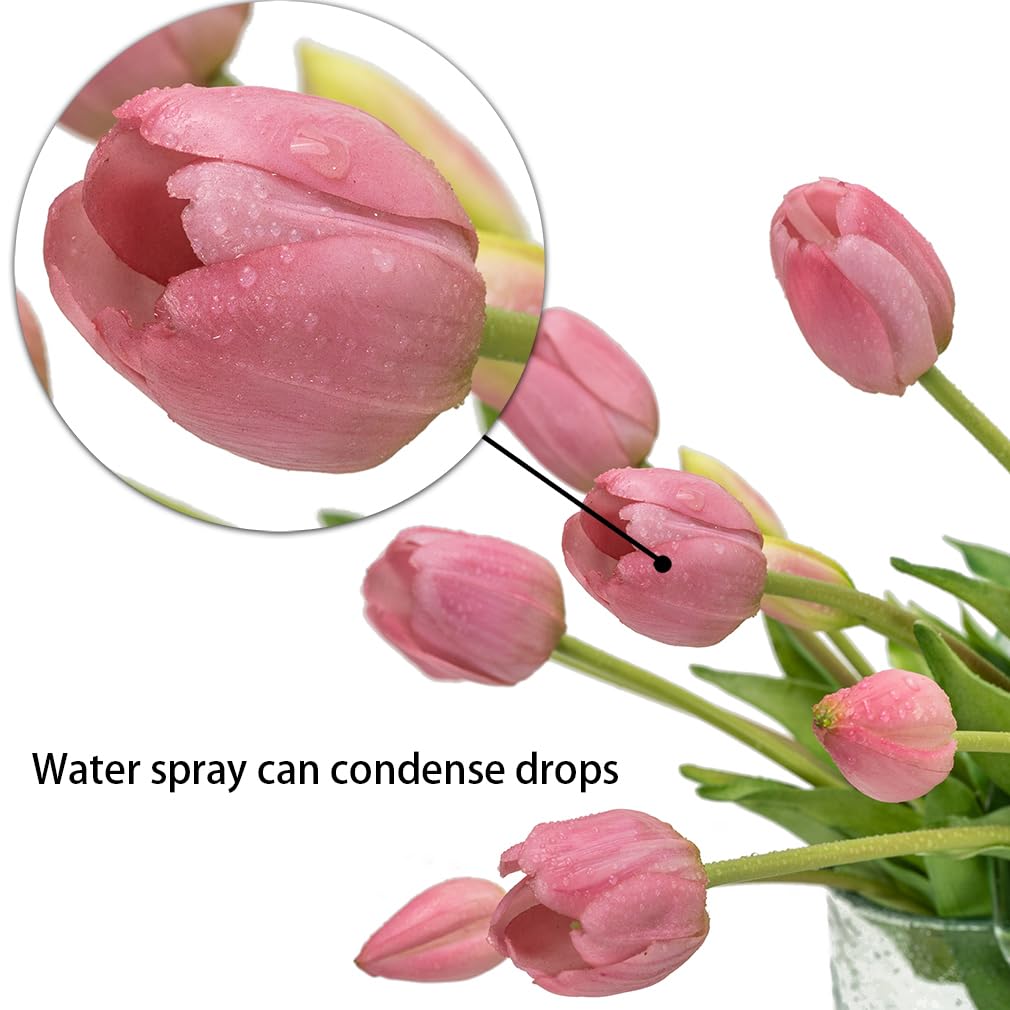 40Pcs Artificial Tulips, Soft Touch Realistic Latex Tulips Bouquet Wedding Party Garden Decor, Fake for Dining Table