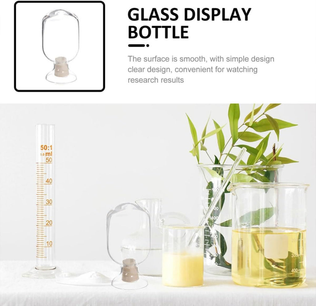 Glass Storage Bottles for Storing Decorative Matches with Lid Design and Displaying Small Items, Glass - Set of 3