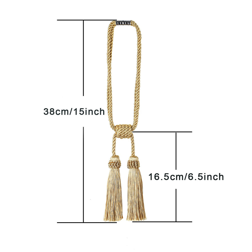 Magnetic Curtain Tiebacks Handmade Tassel Drapery Holdback,6P