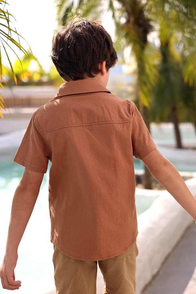 Boys Long Sleeve Dress Shirts Classic Collared Button Down Shirt