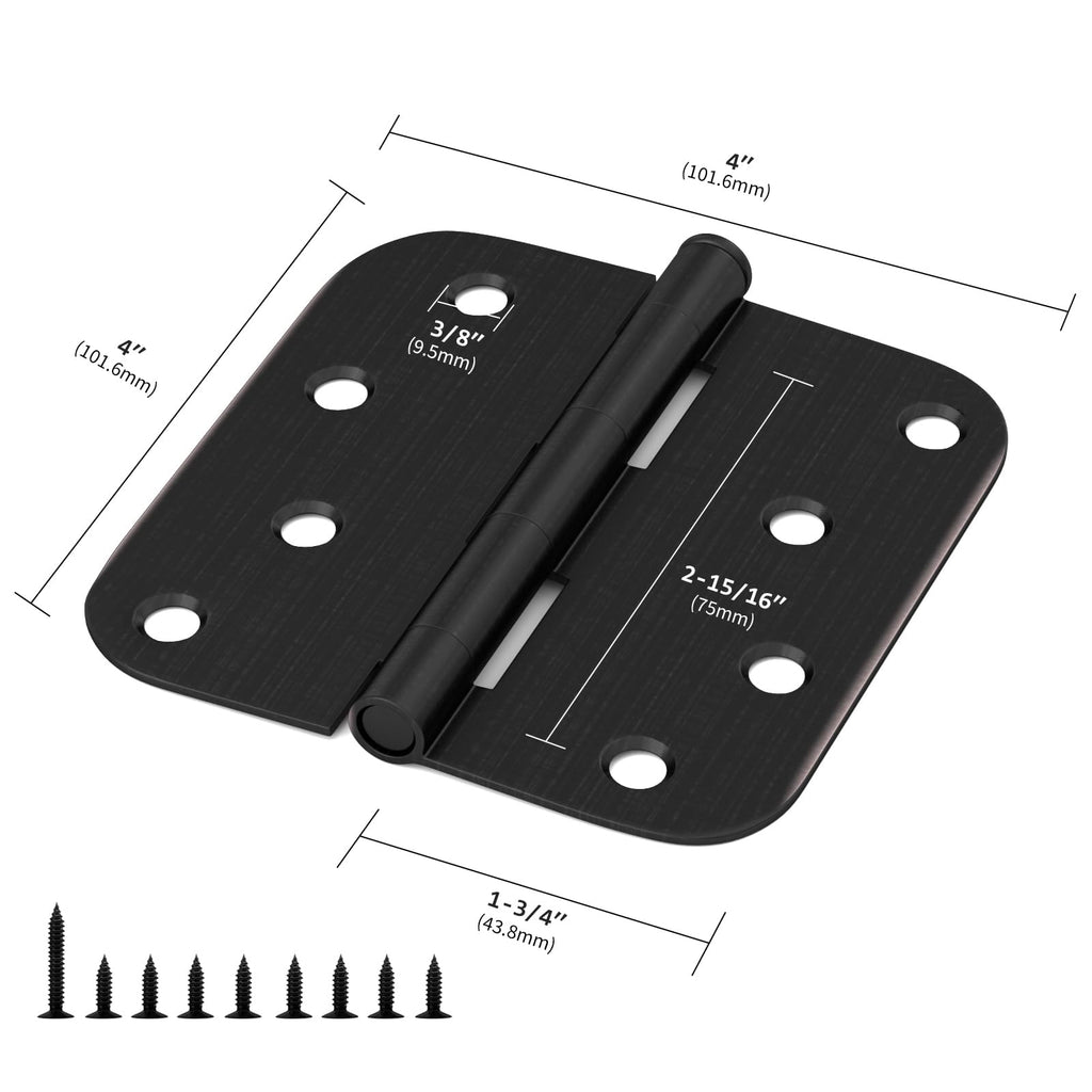 3 Pack 4 Inch Oil Rubbed Bronze Door Hinges with 5/8" Radius Corner