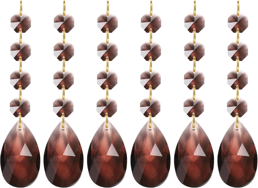 Teardrop Crystal Chandelier, 6 Pack 120mm Length Prisms Part Dark Brown