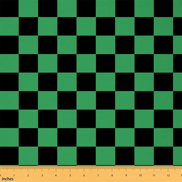 Checkered Fabric Teen Women Men Green Black Plaid Upholstery Fabric for Chairs Sofa Couch Cute Retro Neutral