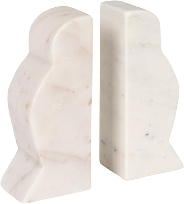 Decorative Marble Wave Bookends, Mottled White