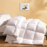Luxury Feather Down Fiber Comforter King, Ultra-Soft Egyptian Cotton-Blend Fabric