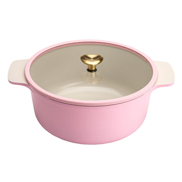 Cast Aluminum Dutch Oven with Lid, Ceramic Nonstick Coating Made Without PFAS, PFOA, PFOS & PTFE, Heart Knob