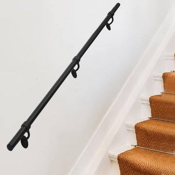 Stair Railing Indoor 10 Feet Hand Rails for Indoor/Outdoor Steps 1.5" Round Porch Railing Wall Mount Aluminum Hand