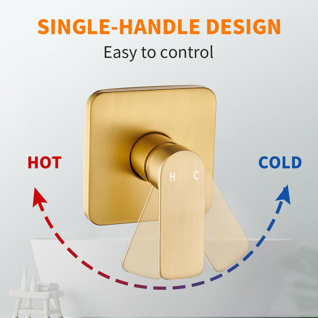 Tub Shower Faucet Set With Head & Spout Gold
