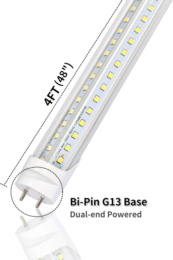 12 Pack 4FT T8 LED Tube Lights, 36W 4860LM 5000K Daylight, Ballast Bypass Direct Wire (Ballast-Free), for Garage