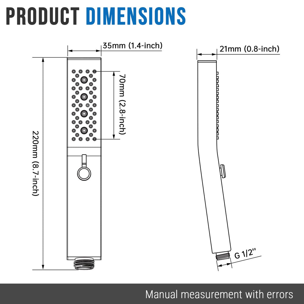 All Metal Square 3 Function Handheld Shower Head(Brushed Nickel)