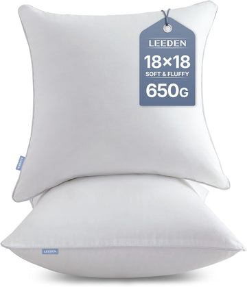 18x18 Throw Pillow Inserts-100% Cotton Cover - Set of 2