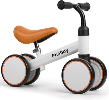 Baby Balance Bike Ride Toy for 1 2 Years Old Adjustable Seat, Brown