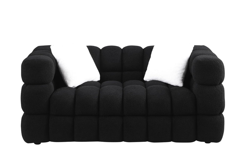 62'' Cloud Loveseat Sofa Couch Boucle Chesterfield Sofa Couch, Modern 2-Seater Loveseat Upholstered Bedroom Dorm