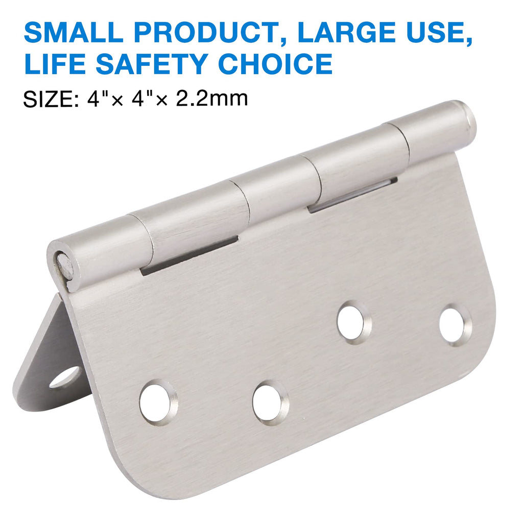 3 Pack Door Hinges 4 Inch Brushed Nickel 5/8" Radius Interior