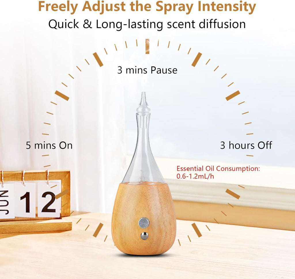 Essential Oil Diffuser Humidifiers, 7 Colors Light Setting, Quiet Diffuser, Small Aromatherapy Diffuser with Wood