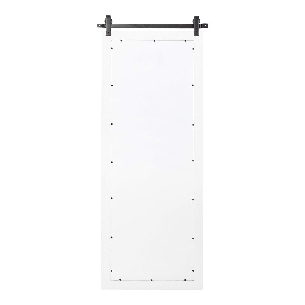 Cates Farmhouse Wood Framed Full Length Panel Mirror, 18 x 50, White, Barn Door-Inspired Rustic Mirrors for Wall