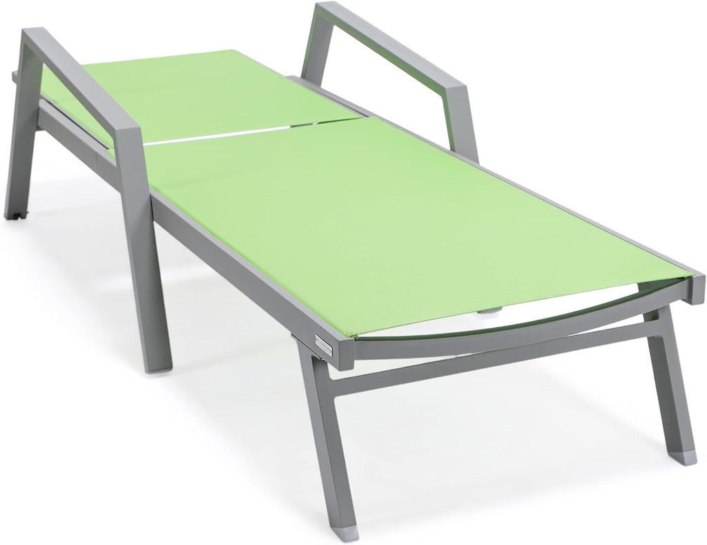 Marlin Poolside Outdoor Patio Lawn and Garden Modern Grey Powder Coated Aluminum Frame Suntan Sling Chaise Lounge