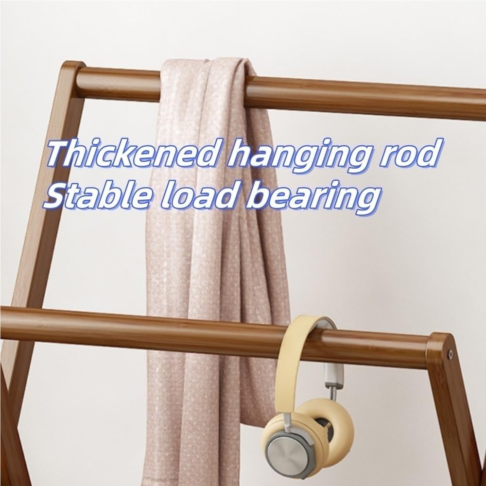 Coat Rack, Wooden Towel Rack, Folding Clothes Hanger, Floor-standing Clothes Stand, Clothing Organizer
