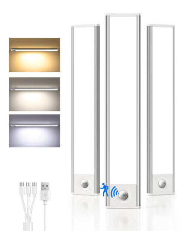 Cabinet Lighting Wireless, Rechargeable Battery Motion Sensor Light Indoor, LED Closet Lights USB