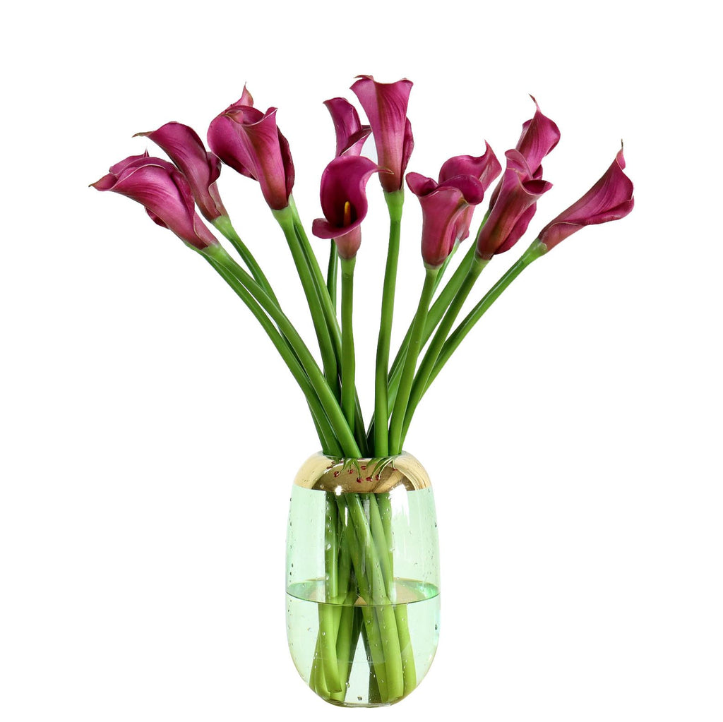 Purple Calla Lily Flowers, 12pcs Real Touch Faux Stems for Vases