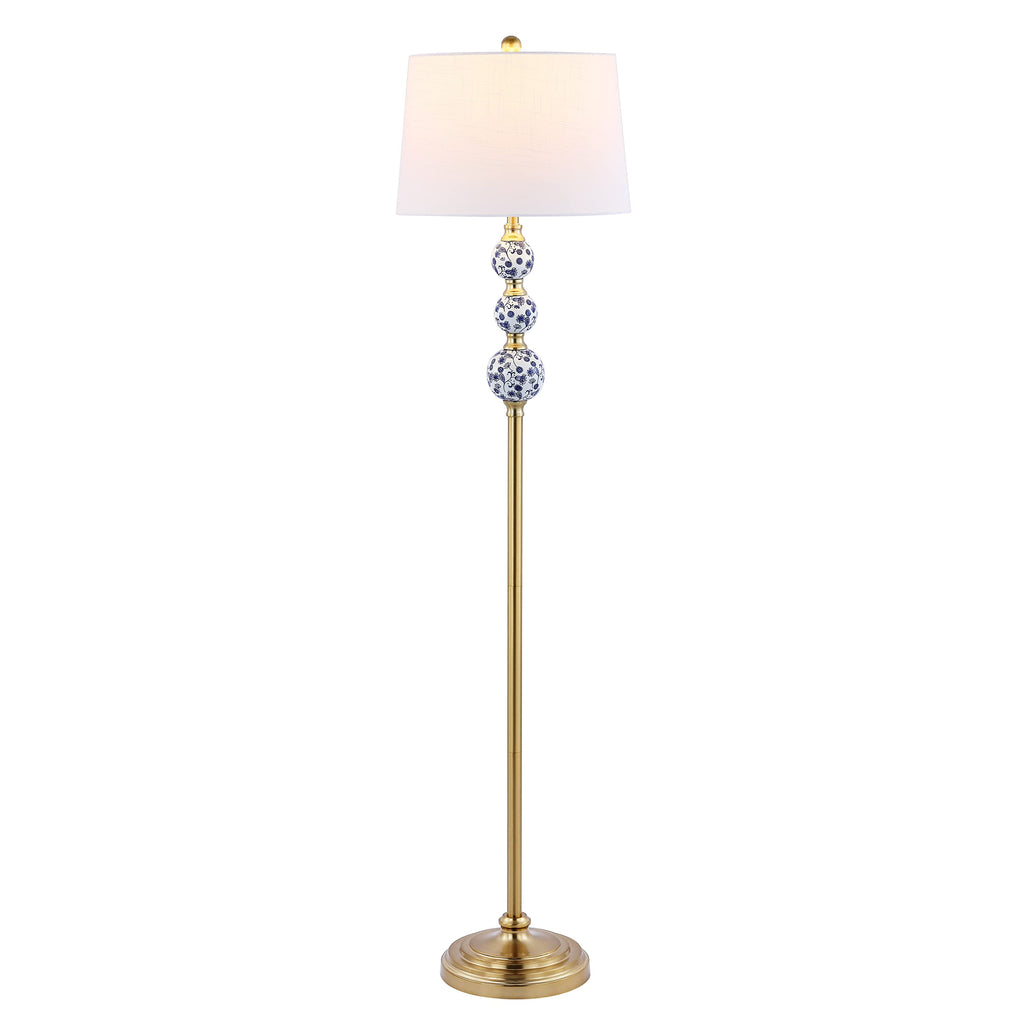 Tavira Classic Ceramic Floor Lamp 62.5" Metal, Brass Gold/Blue