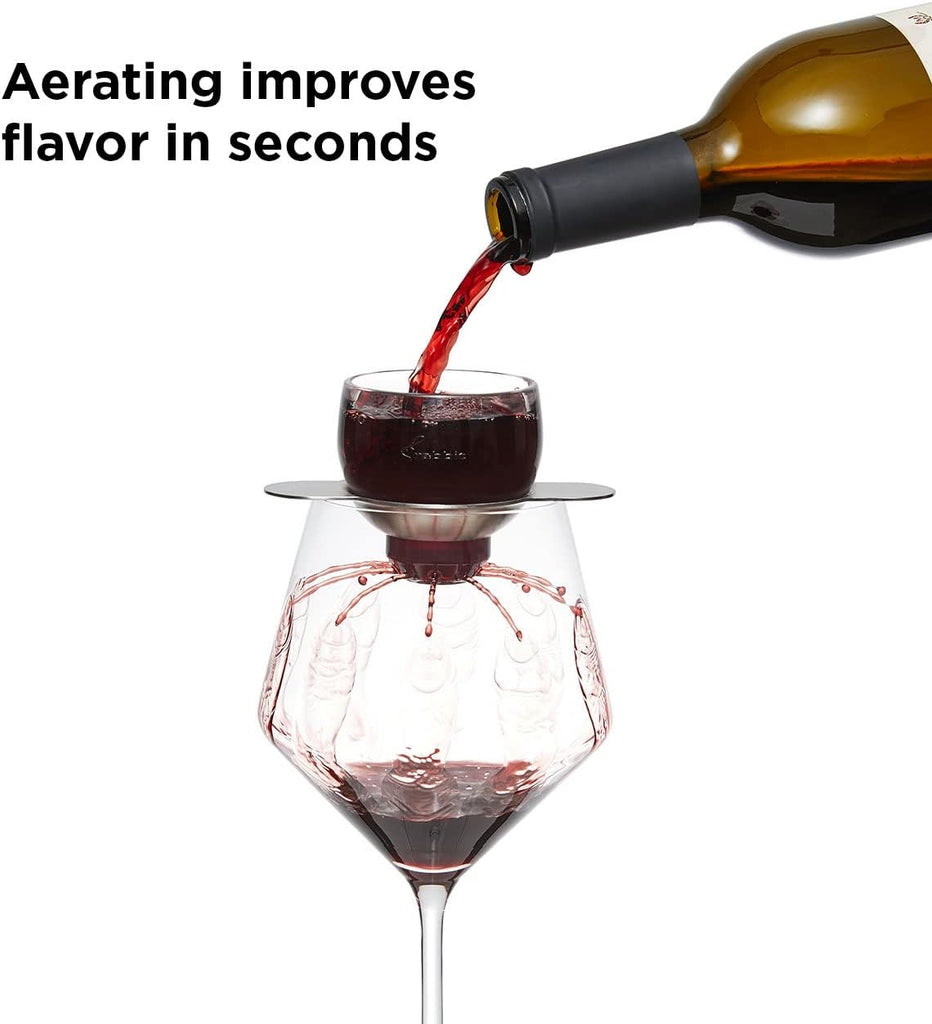 Wine, Wine Aerator with Sediment Strainer and Stand, Hand-Free Wine Decanter for Red Wine Lovers, 3.35 x 3.35 x 5.6