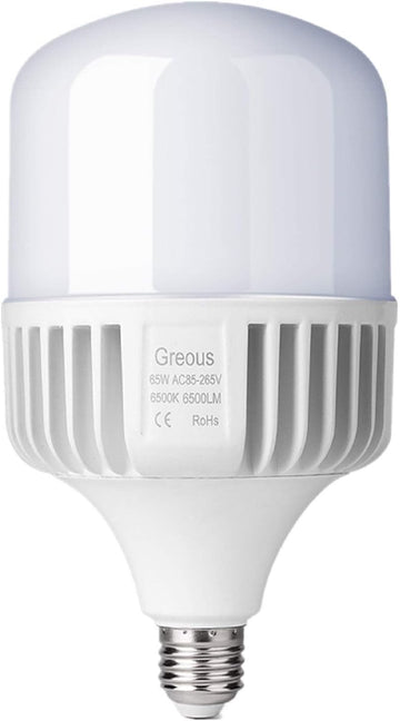 Super Bright 400W-500W Light Bulb Equivalent, 65W LED Bulb 120 Volt Cool White 6500K E26, 6500 Lumens,High Watt