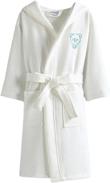 Girls Robes Organic 100% cotton Bathrobe With Pockets Soft Hooded Spa Robe