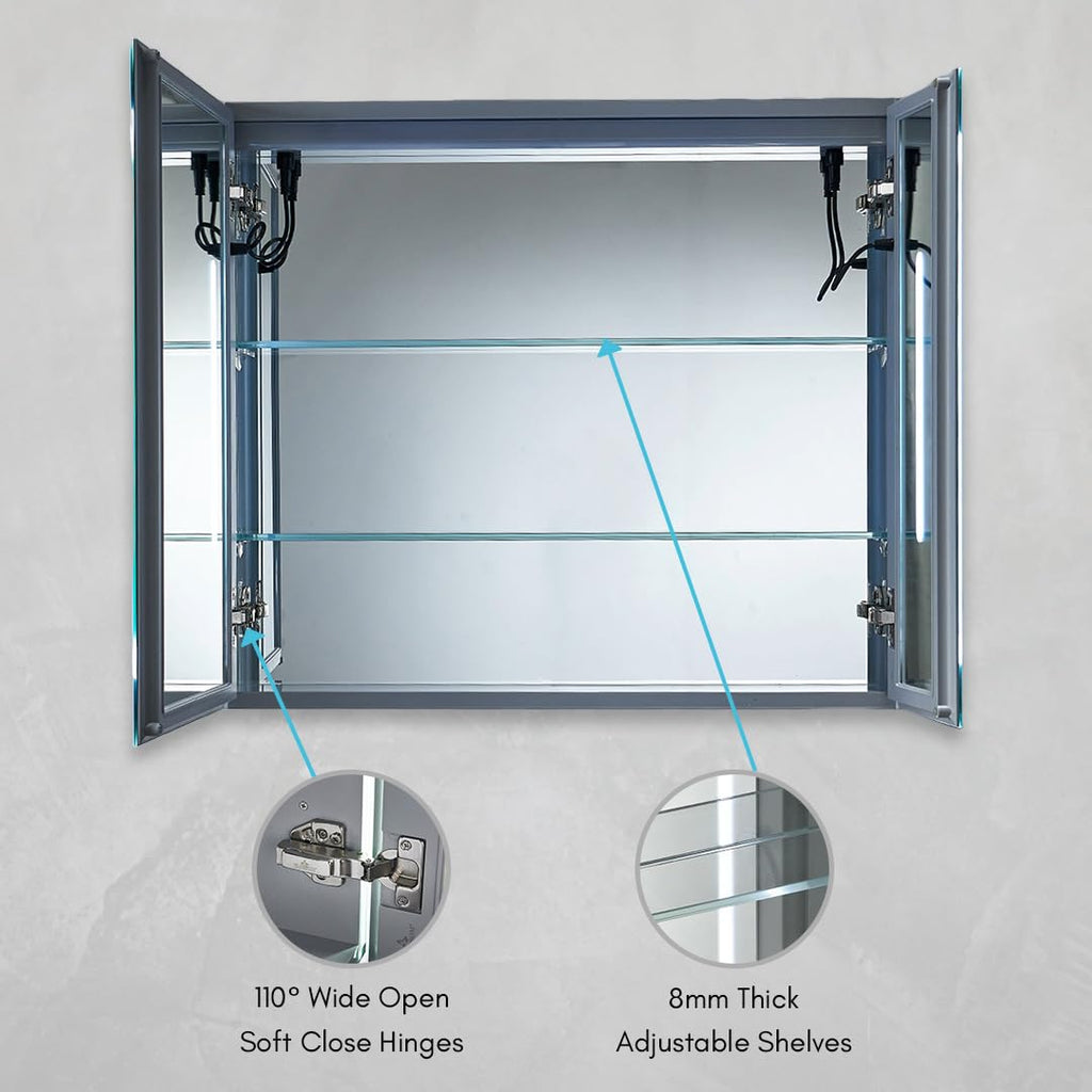 30x26 in LED Medicine Cabinet Mirror, Wall Mounted, Anti-Fog