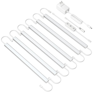 Under Cabinet Lighting Plug in. 6 PCS 12 Inch Likable Low Profile Bright Light Strips. Dimmable 24W LED Kit Cabinets