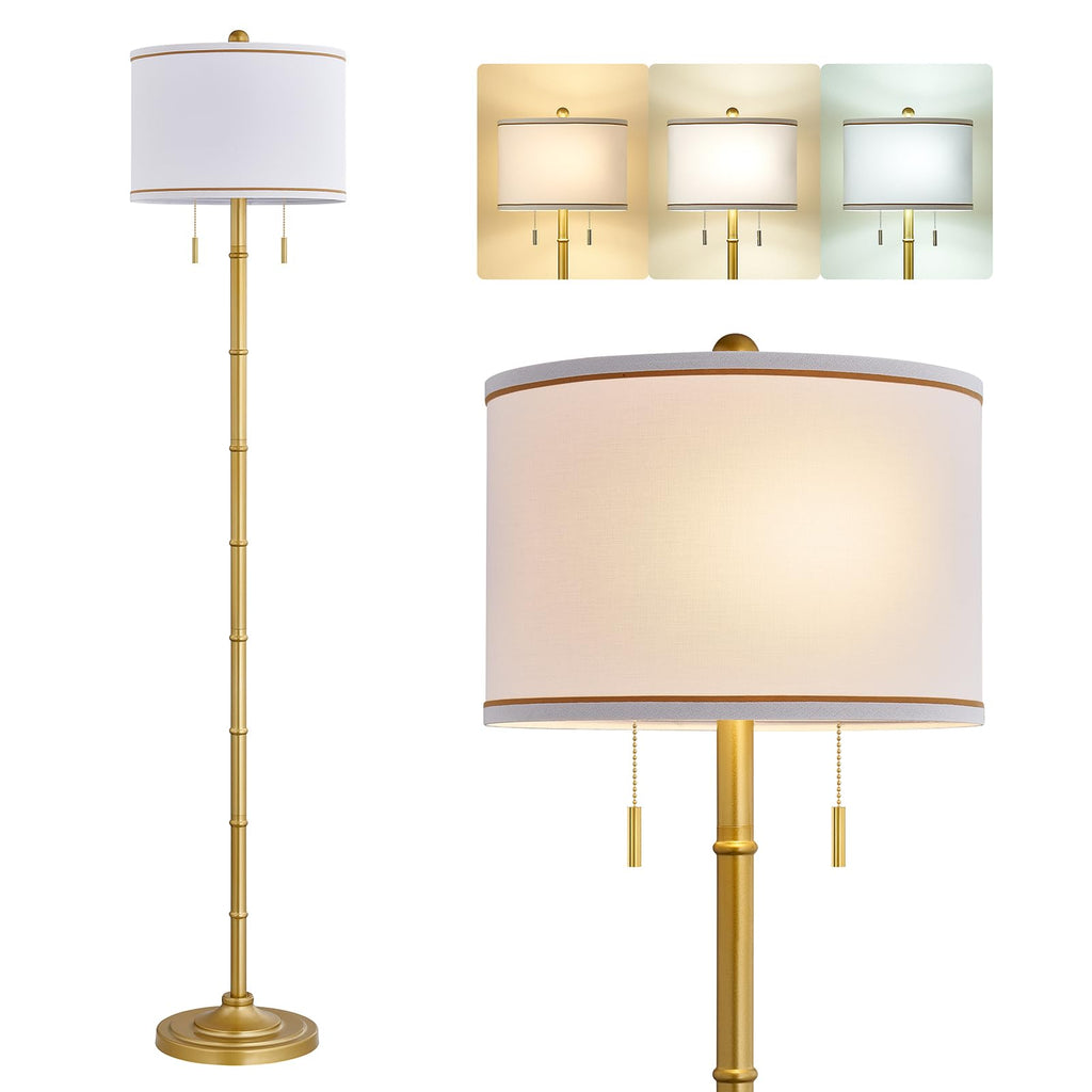 Upgraded Glod Floor Lamp, 9w Bulbs Included, Brass