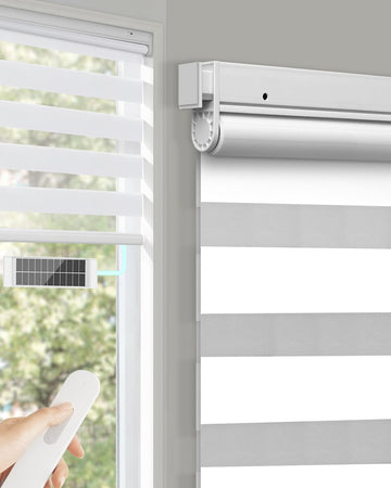 No Drill Motorized Zebra Blinds with Remote
