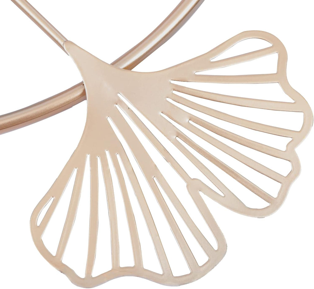 Metal Wall Art Decor,3D Golden Ginkgo Leaf Wall Hanging Decor with Frame,Large Wall Background Sculpture