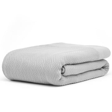 100% Cotton Herringbone Weave Blankets, 90"X90" Queen, Throw Blanket for Bed, All Season Cotton Blanket, Cozy