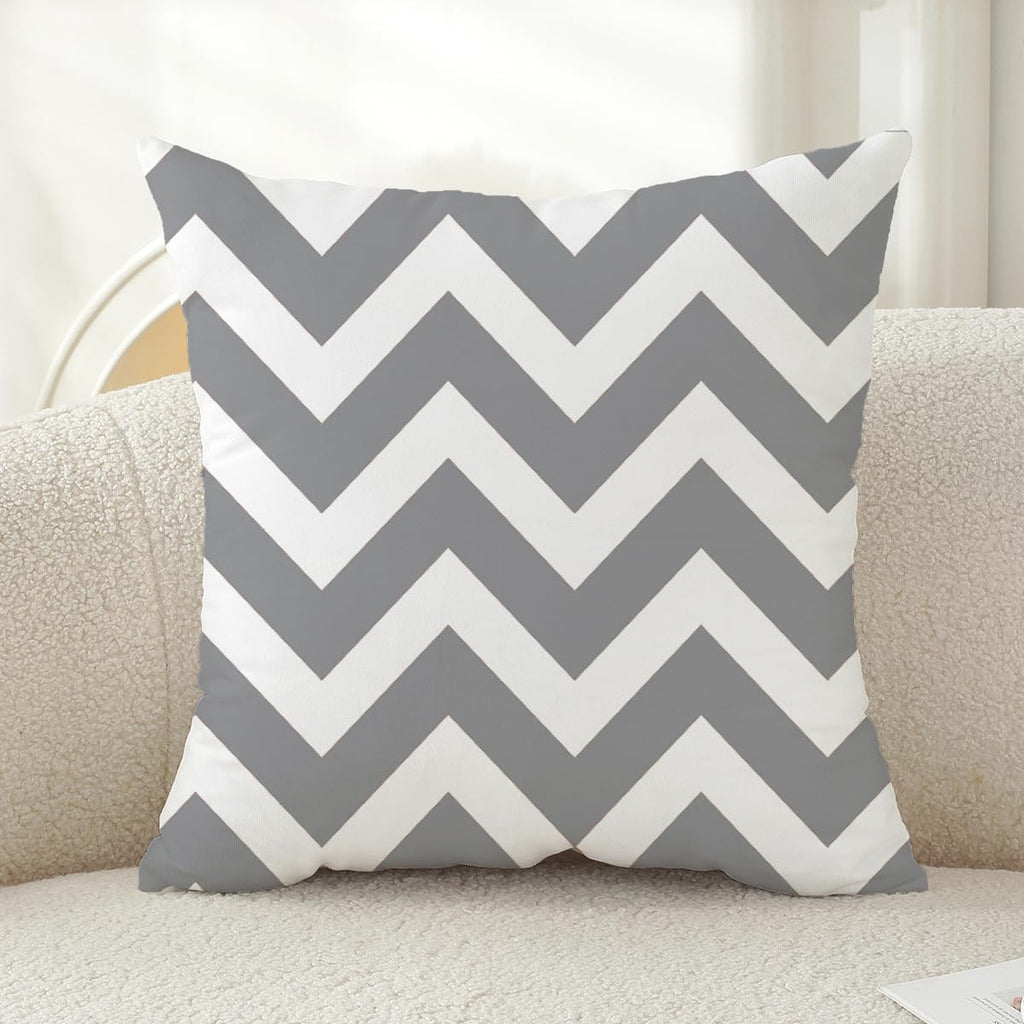 Pack of 4 Dark Gray Modern Geometric Waterproof Throw Pillow Covers 18x18 Inch - Indoor Outdoor Decorative Cushion