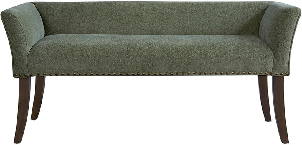 Accent Bench, Plush Upholstered, Nailhead Trim, & Padded Seat Entryway Bench Small, End of Bed Bench with Back, 49.5"