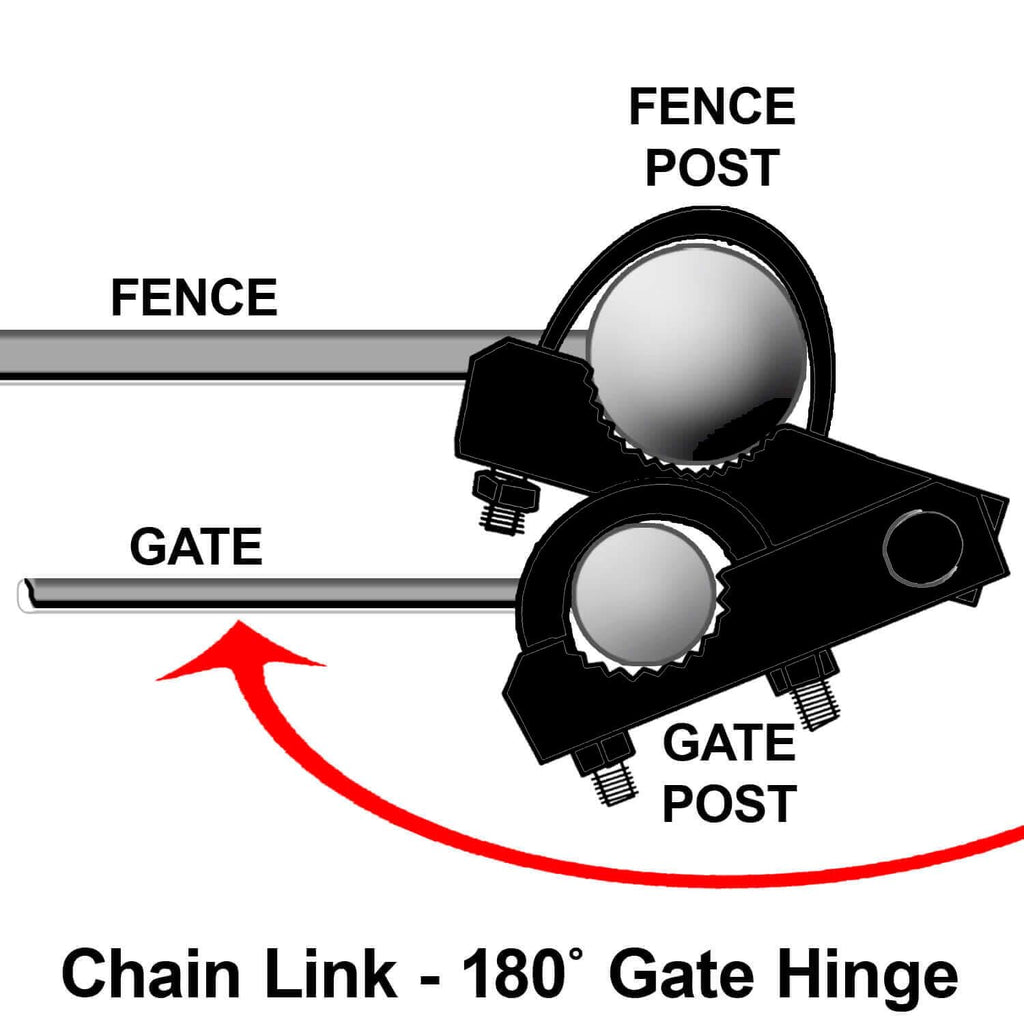Black 180° Gate Hinge, 2-3/8in Post, Commercial Duty