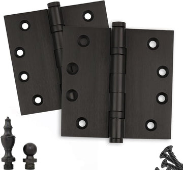Solid Brass Architectural Door Hinges - 2 Vintage Decorative Cap Mortise Hinges, Ball Bearings
