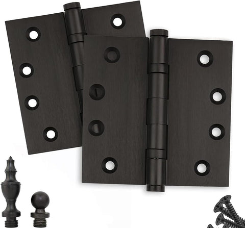 Solid Brass Architectural Door Hinges - 2 Vintage Decorative Cap Mortise Hinges, Ball Bearings