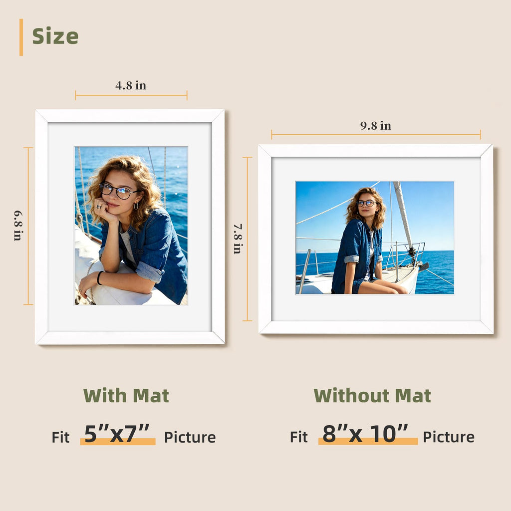 8x10 Picture Frames Set of 4, Wall or Tabletop Display, White