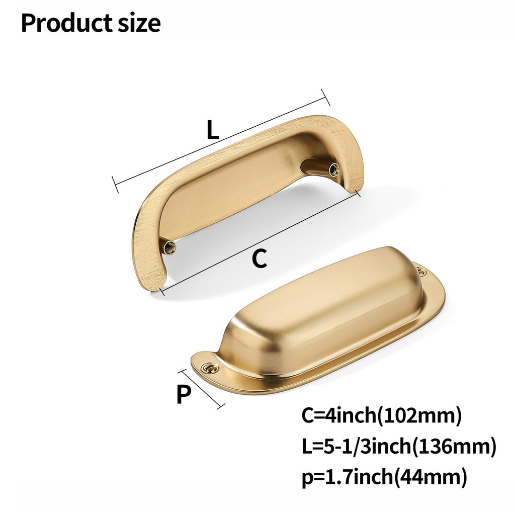 2 Pack 4"(102mm) Hole Center Retro Drawer Pulls Champagne Bronze Cabinet Bin Cup Pulls Bathroom Hardware Cabinet