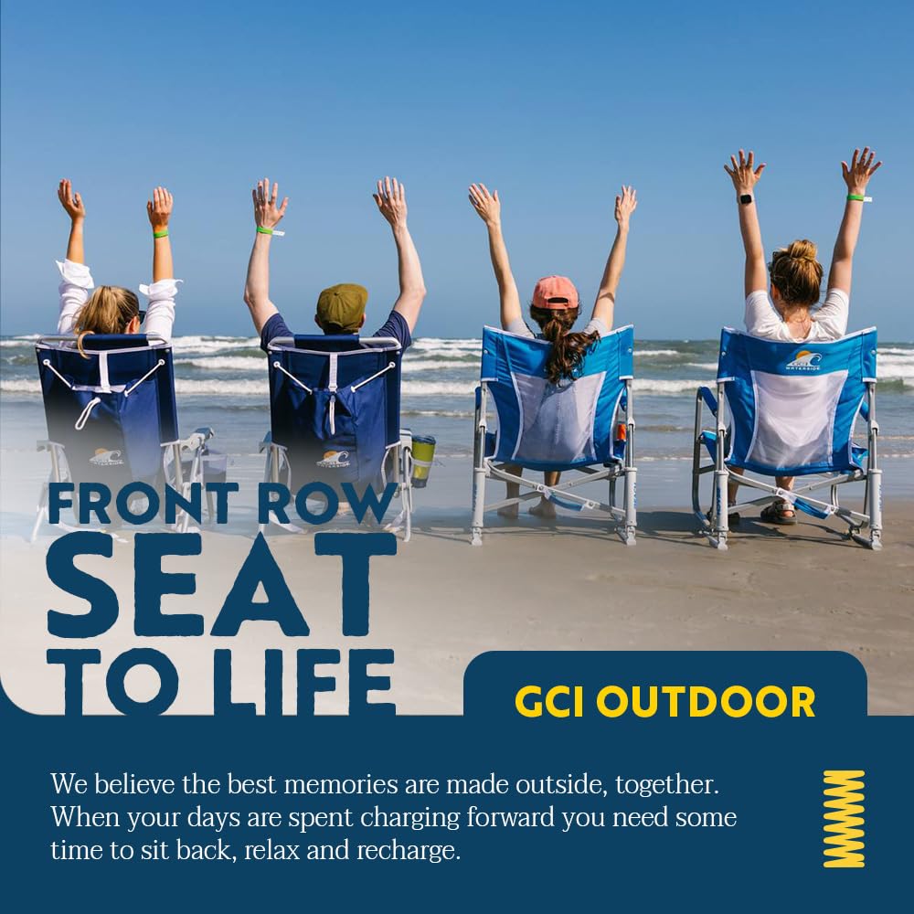 Pod Rocker Beach Chair | Collapsible Folding Rocking Chair with Drink Holder & Portable Carry Bag - Saybrook Blue