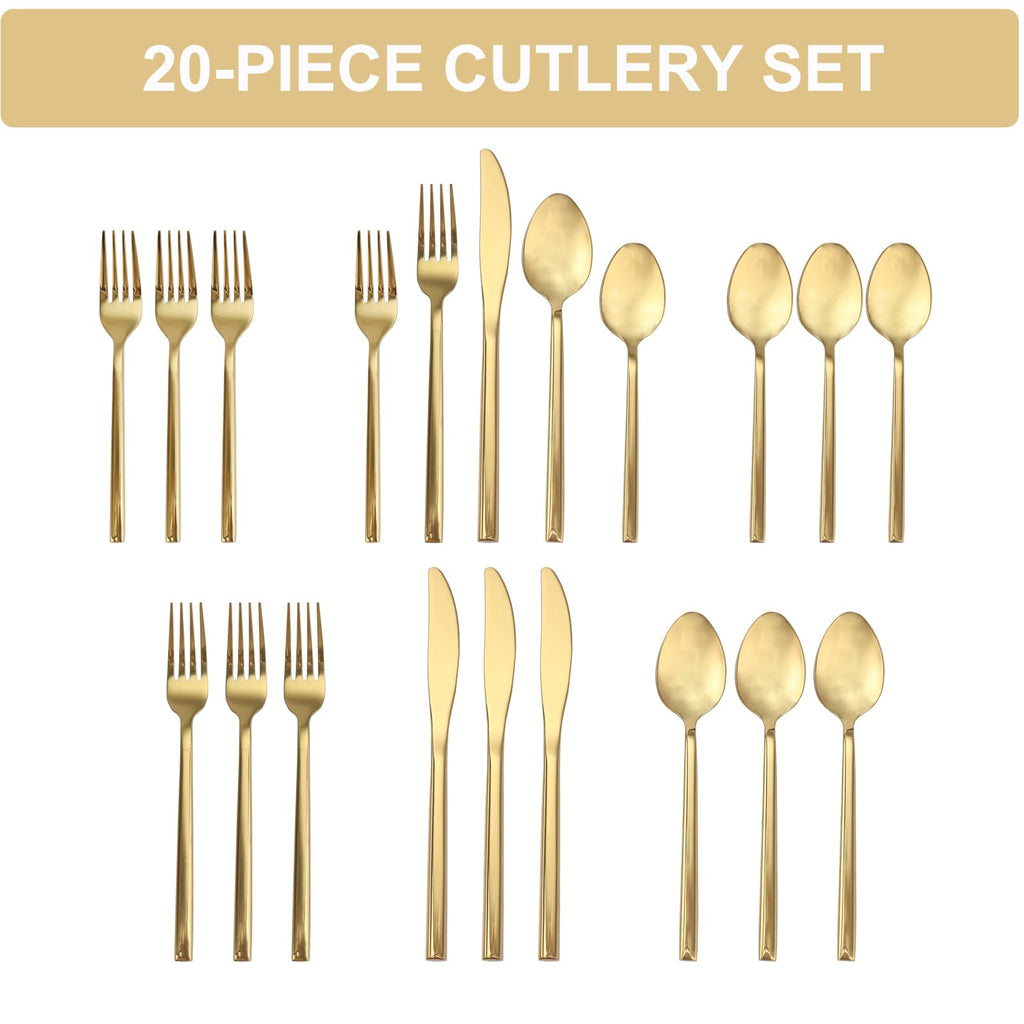 20 Piece Silverware Set for 4, Stainless Steel Flatware Set, Tableware Cutlery Set and Restaurant Include Forks Knives