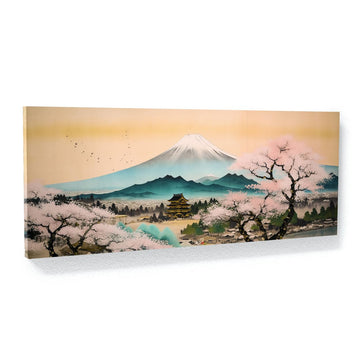 Japanese Mt Fuji Cherry Blossoms 2 Canvas Art - Home Decor Wall Art Print Poster Painting Medium 30x12 / 0.75"